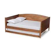 Baxton Studio Veles Mid-Century Modern Ash Walnut Finished Wood Full Size Daybed with Trundle Baxton Studio restaurant furniture, hotel furniture, commercial furniture, wholesale bedroom furniture, wholesale full, classic full